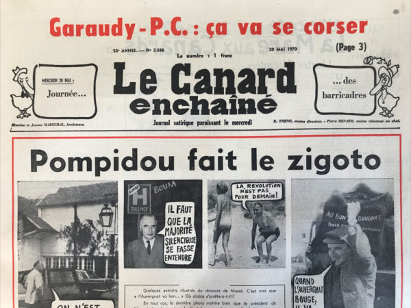 Couac ! | N° 2586 du Canard Enchaîné - 20 Mai 1970 | Nos Exemplaires du Canard Enchaîné sont archivés dans de bonnes conditions de conservation (obscurité, hygrométrie maitrisée et faible température), ce qui s'avère indispensable pour des journaux anciens. | 2586