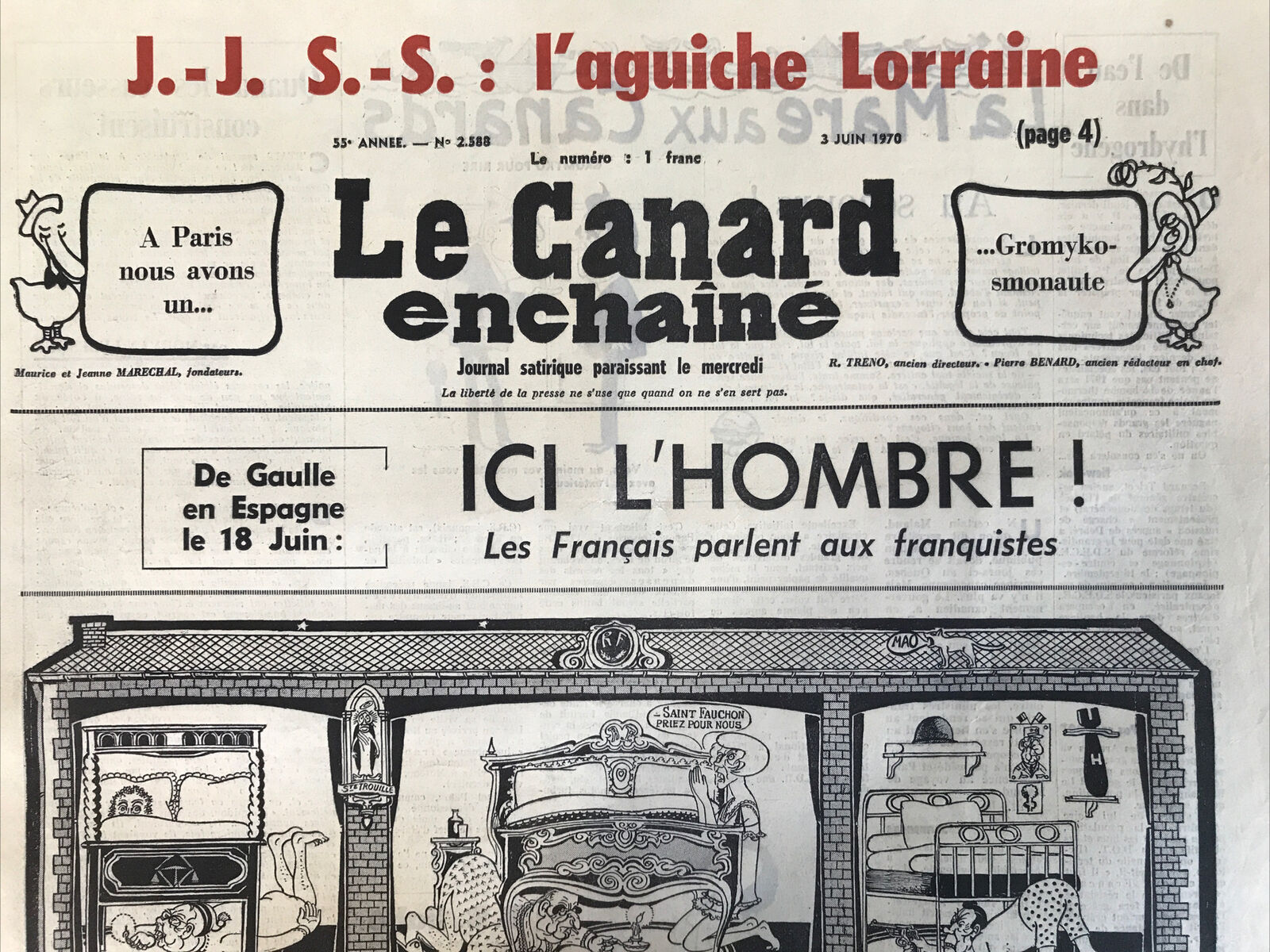 Couac ! | Acheter un Canard | Vente d'Anciens Journaux du Canard Enchaîné. Des Journaux Satiriques de Collection, Historiques & Authentiques de 1916 à 2004 ! | 2588