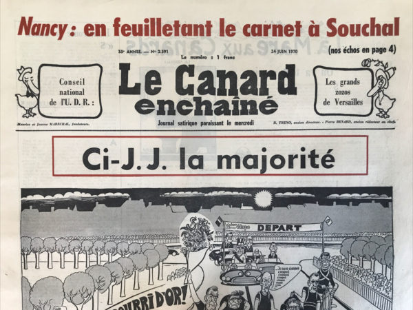 Couac ! | N° 2591 du Canard Enchaîné - 24 Juin 1970 | Nos Exemplaires du Canard Enchaîné sont archivés dans de bonnes conditions de conservation (obscurité, hygrométrie maitrisée et faible température), ce qui s'avère indispensable pour des journaux anciens. | 2591