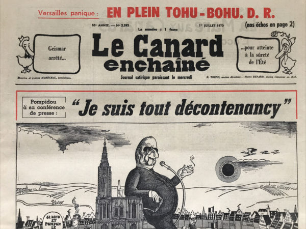 Couac ! | N° 2592 du Canard Enchaîné - 1 Juillet 1970 | Nos Exemplaires du Canard Enchaîné sont archivés dans de bonnes conditions de conservation (obscurité, hygrométrie maitrisée et faible température), ce qui s'avère indispensable pour des journaux anciens. | 2592 1