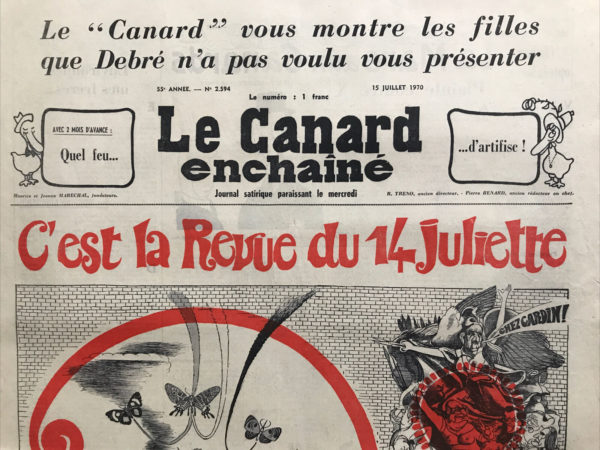 Couac ! | N° 2594 du Canard Enchaîné - 15 Juillet 1970 | Nos Exemplaires du Canard Enchaîné sont archivés dans de bonnes conditions de conservation (obscurité, hygrométrie maitrisée et faible température), ce qui s'avère indispensable pour des journaux anciens. | 2594