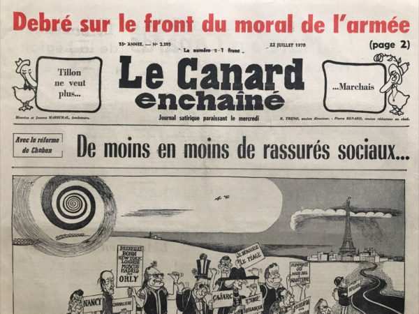 Couac ! | N° 2595 du Canard Enchaîné - 22 Juillet 1970 | Nos Exemplaires du Canard Enchaîné sont archivés dans de bonnes conditions de conservation (obscurité, hygrométrie maitrisée et faible température), ce qui s'avère indispensable pour des journaux anciens. | 2595