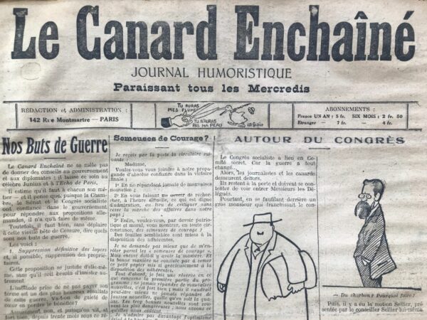 Couac ! | N° 26 du Canard Enchaîné - 27 Décembre 1916 | Couac ! présente en exclusivité le dessin original* publié en page 2 de ce numéro et rehaussé à l'aquarelle, de Lucien LAFORGE "La Douce Dulcinée"   * Les dessins originaux ne sont pas proposés à la vente | 26 2