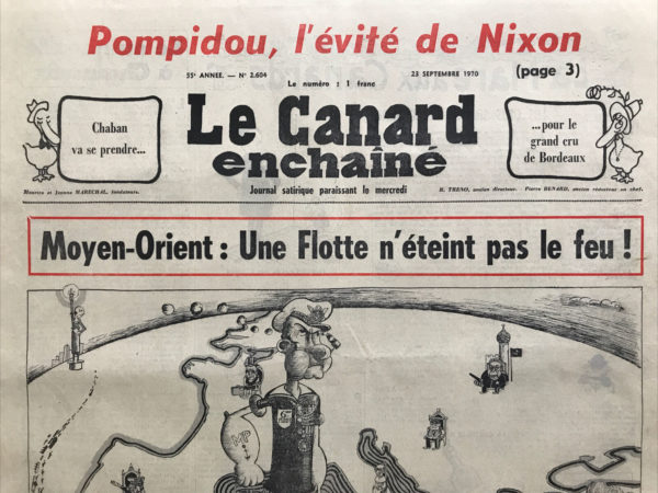 Couac ! | N° 2604 du Canard Enchaîné - 23 Septembre 1970 | Nos Exemplaires du Canard Enchaîné sont archivés dans de bonnes conditions de conservation (obscurité, hygrométrie maitrisée et faible température), ce qui s'avère indispensable pour des journaux anciens. | 2604