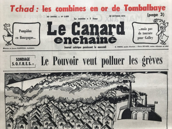 Couac ! | N° 2609 du Canard Enchaîné - 28 Octobre 1970 | Nos Exemplaires du Canard Enchaîné sont archivés dans de bonnes conditions de conservation (obscurité, hygrométrie maitrisée et faible température), ce qui s'avère indispensable pour des journaux anciens. | 2609