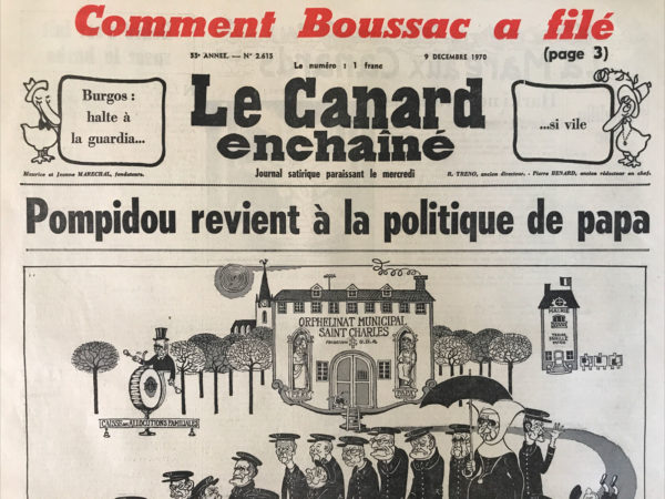 Couac ! | N° 2615 du Canard Enchaîné - 9 Décembre 1970 | Nos Exemplaires du Canard Enchaîné sont archivés dans de bonnes conditions de conservation (obscurité, hygrométrie maitrisée et faible température), ce qui s'avère indispensable pour des journaux anciens. | 2615