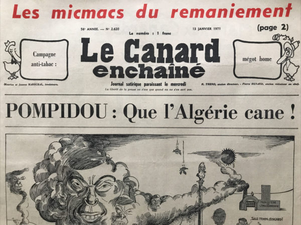 Couac ! | N° 2620 du Canard Enchaîné - 13 Janvier 1971 | Nos Exemplaires du Canard Enchaîné sont archivés dans de bonnes conditions de conservation (obscurité, hygrométrie maitrisée et faible température), ce qui s'avère indispensable pour des journaux anciens. | 2620