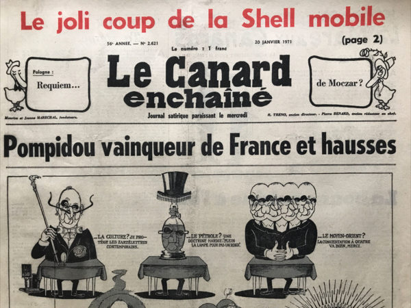 Couac ! | N° 2621 du Canard Enchaîné - 20 Janvier 1971 | Nos Exemplaires du Canard Enchaîné sont archivés dans de bonnes conditions de conservation (obscurité, hygrométrie maitrisée et faible température), ce qui s'avère indispensable pour des journaux anciens. | 2621