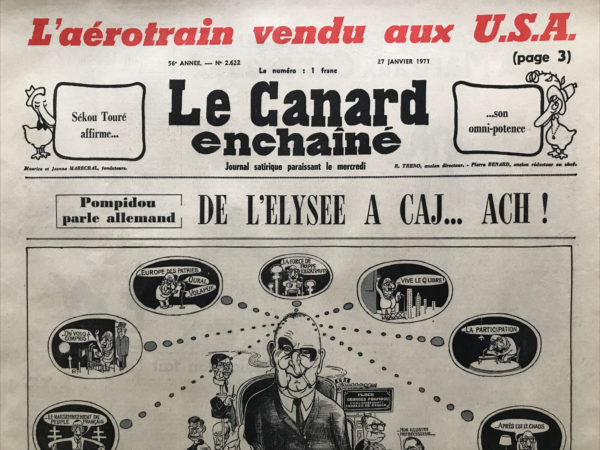 Couac ! | N° 2622 du Canard Enchaîné - 27 Janvier 1971 | Nos Exemplaires du Canard Enchaîné sont archivés dans de bonnes conditions de conservation (obscurité, hygrométrie maitrisée et faible température), ce qui s'avère indispensable pour des journaux anciens. | 2622