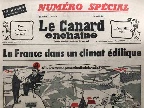 Couac ! | N° 2628 du Canard Enchaîné - 10 Mars 1971 | Nos Exemplaires du Canard Enchaîné sont archivés dans de bonnes conditions de conservation (obscurité, hygrométrie maitrisée et faible température), ce qui s'avère indispensable pour des journaux anciens. | 2628