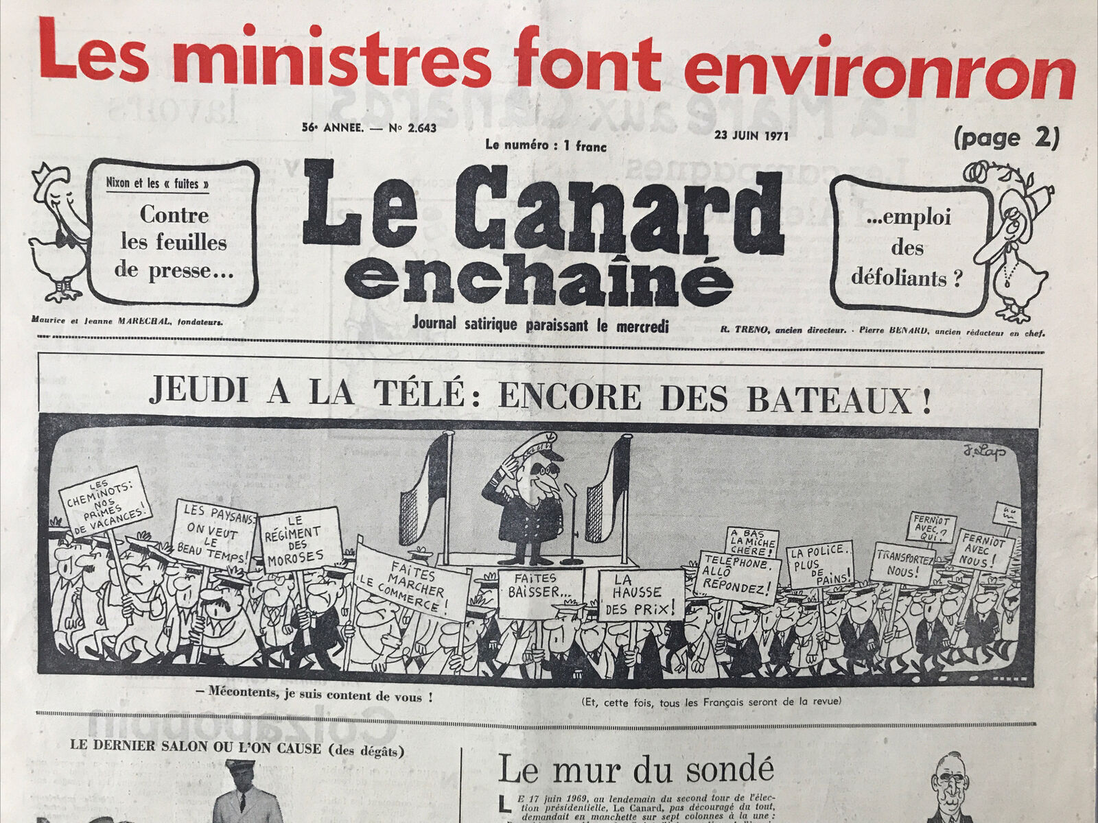 Couac ! | Acheter un Canard | Vente d'Anciens Journaux du Canard Enchaîné. Des Journaux Satiriques de Collection, Historiques & Authentiques de 1916 à 2004 ! | 2643