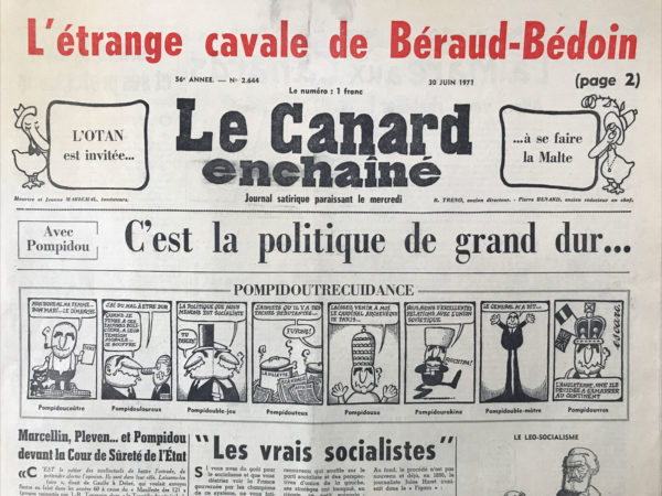 Couac ! | N° 2644 du Canard Enchaîné - 30 Juin 1971 | Nos Exemplaires du Canard Enchaîné sont archivés dans de bonnes conditions de conservation (obscurité, hygrométrie maitrisée et faible température), ce qui s'avère indispensable pour des journaux anciens. | 2644