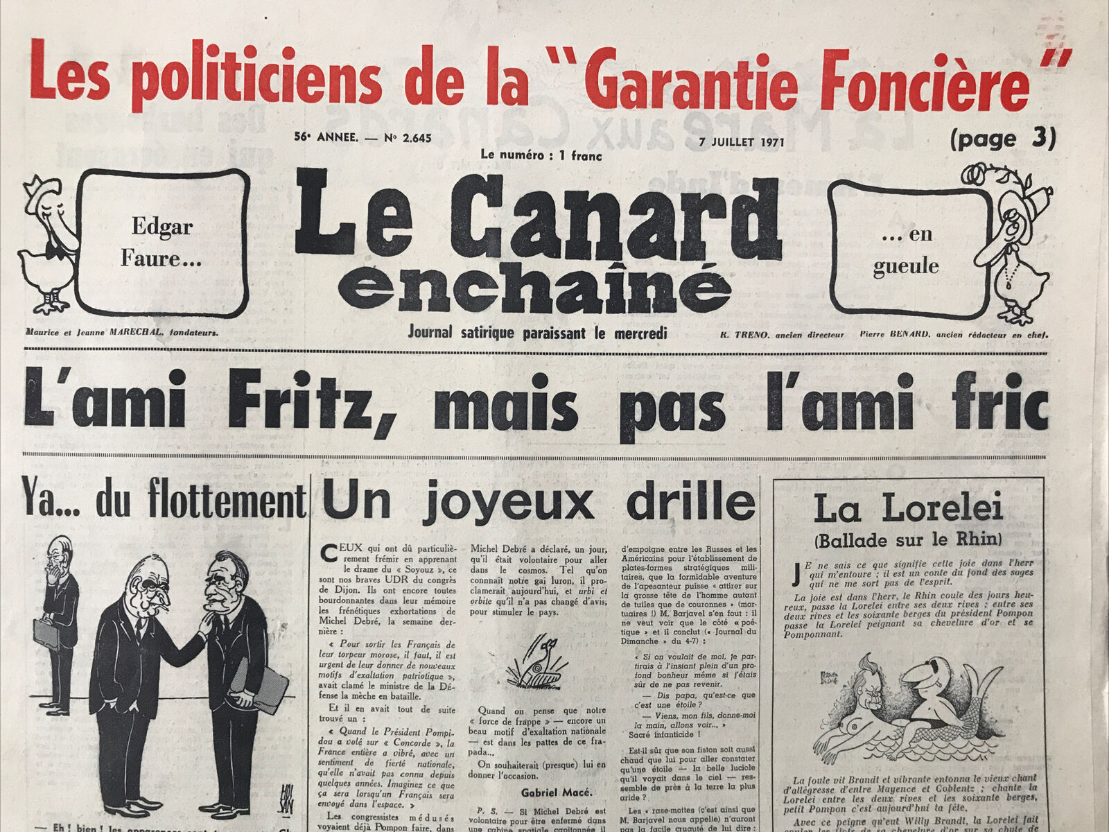 Couac ! | Acheter un Canard | Vente d'Anciens Journaux du Canard Enchaîné. Des Journaux Satiriques de Collection, Historiques & Authentiques de 1916 à 2004 ! | 2645