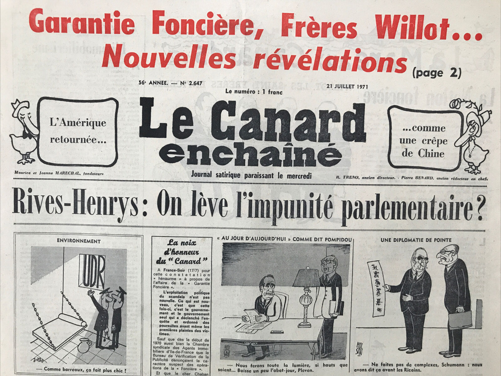 Couac ! | Acheter un Canard | Vente d'Anciens Journaux du Canard Enchaîné. Des Journaux Satiriques de Collection, Historiques & Authentiques de 1916 à 2004 ! | 2647