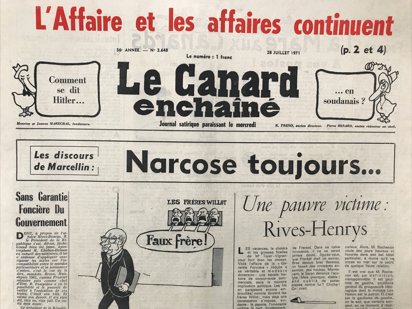 Couac ! | Acheter un Canard | Vente d'Anciens Journaux du Canard Enchaîné. Des Journaux Satiriques de Collection, Historiques & Authentiques de 1916 à 2004 ! | 2648