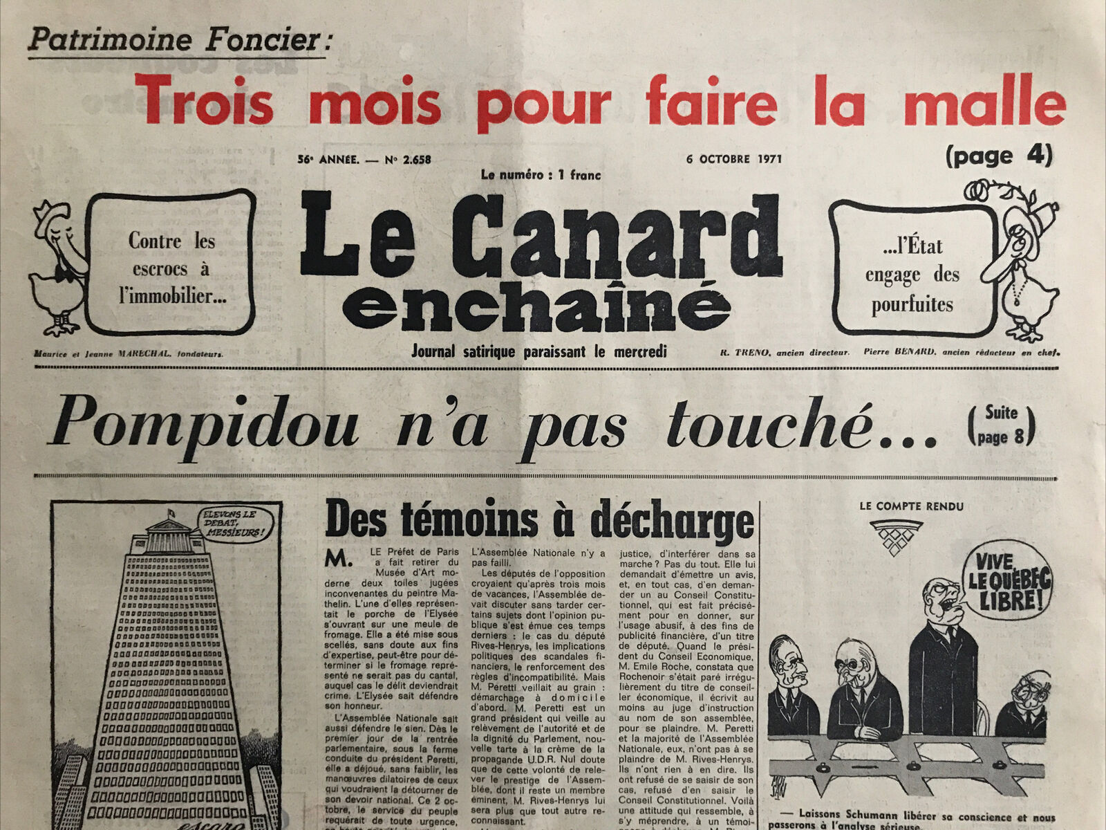 Couac ! | Acheter un Canard | Vente d'Anciens Journaux du Canard Enchaîné. Des Journaux Satiriques de Collection, Historiques & Authentiques de 1916 à 2004 ! | 2658