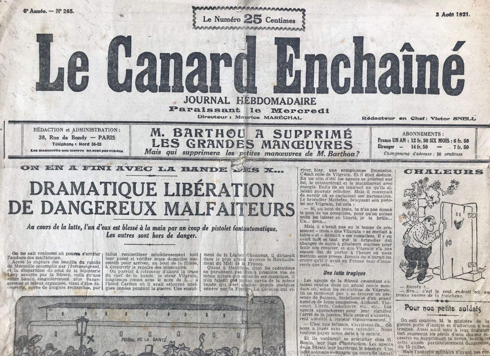 Couac ! | Acheter un Canard | Vente d'Anciens Journaux du Canard Enchaîné. Des Journaux Satiriques de Collection, Historiques & Authentiques de 1916 à 2004 ! | 266