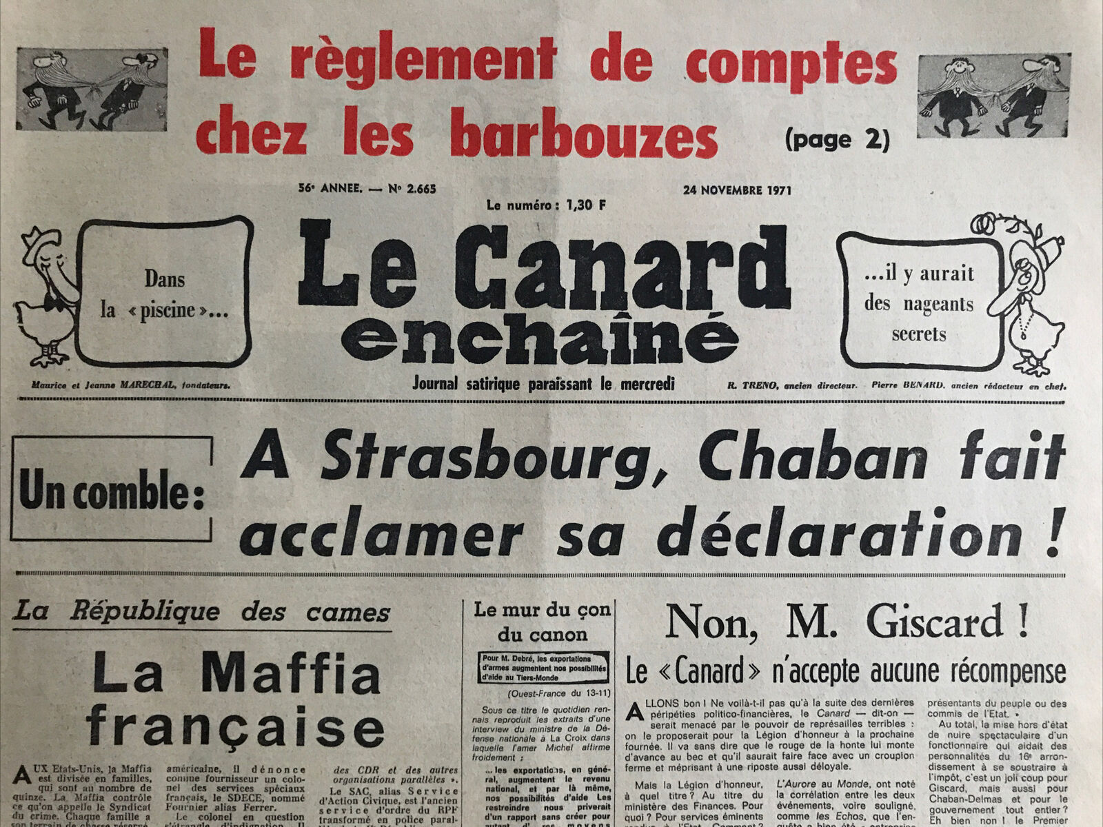 Couac ! | Acheter un Canard | Vente d'Anciens Journaux du Canard Enchaîné. Des Journaux Satiriques de Collection, Historiques & Authentiques de 1916 à 2004 ! | 2665