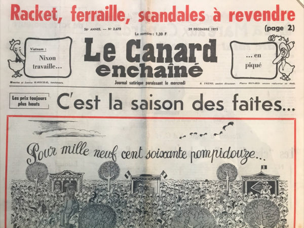 Couac ! | N° 2670 du Canard Enchaîné - 29 Décembre 1971 | Nos Exemplaires du Canard Enchaîné sont archivés dans de bonnes conditions de conservation (obscurité, hygrométrie maitrisée et faible température), ce qui s'avère indispensable pour des journaux anciens. | 2670