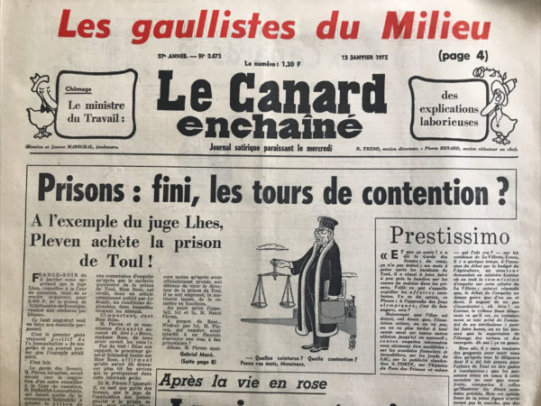 Couac ! | N° 2672 du Canard Enchaîné - 12 Janvier 1972 | Nos Exemplaires du Canard Enchaîné sont archivés dans de bonnes conditions de conservation (obscurité, hygrométrie maitrisée et faible température), ce qui s'avère indispensable pour des journaux anciens. | 2672