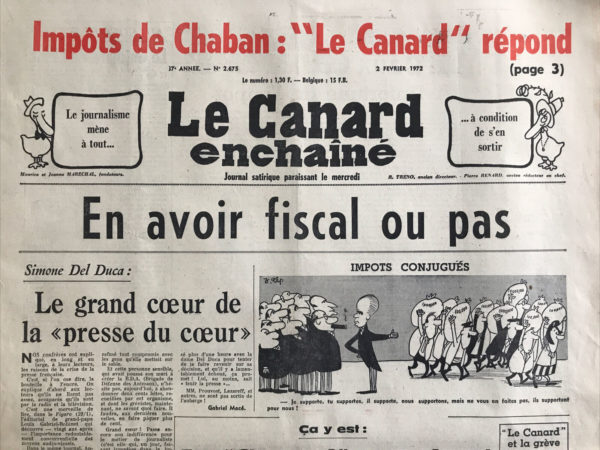 Couac ! | N° 2675 du Canard Enchaîné - 2 Février 1972 | Impôts de Chaban (suite) : En avoir fiscal ou pas - | 2675