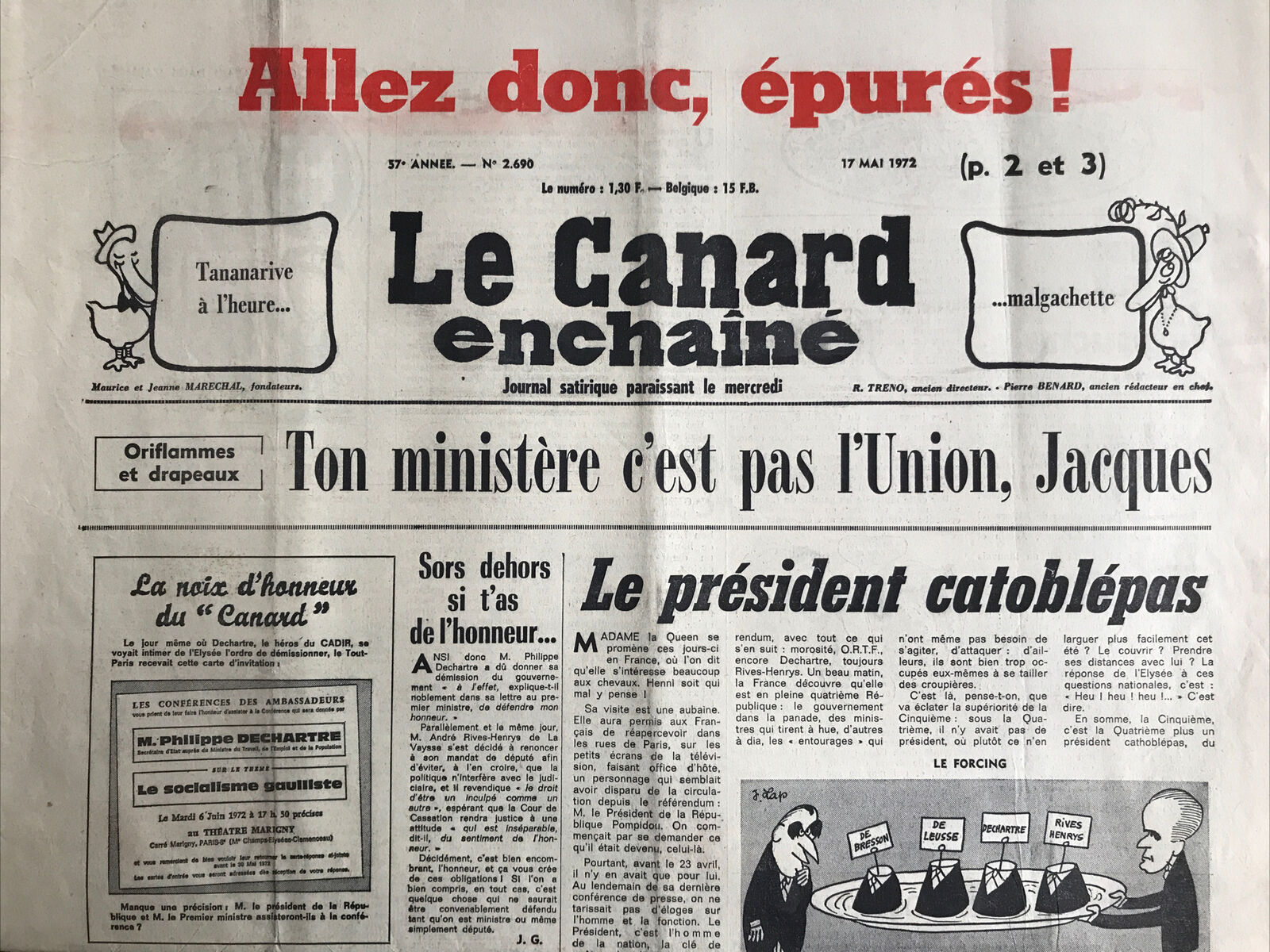 Couac ! | Acheter un Canard | Vente d'Anciens Journaux du Canard Enchaîné. Des Journaux Satiriques de Collection, Historiques & Authentiques de 1916 à 2004 ! | 2690