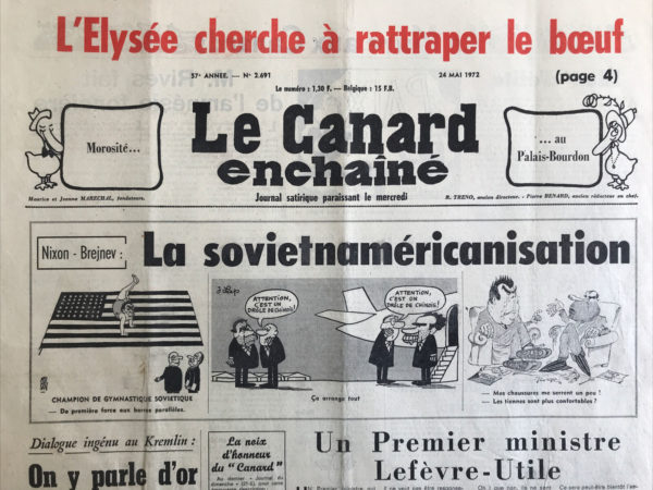 Couac ! | N° 2691 du Canard Enchaîné - 24 Mai 1972 | Nos Exemplaires du Canard Enchaîné sont archivés dans de bonnes conditions de conservation (obscurité, hygrométrie maitrisée et faible température), ce qui s'avère indispensable pour des journaux anciens. | 2691