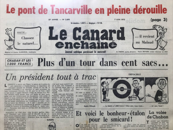 Couac ! | N° 2693 du Canard Enchaîné - 7 Juin 1972 | Cinéma : Frenzy d'Alfred Hitchcock - | 2693