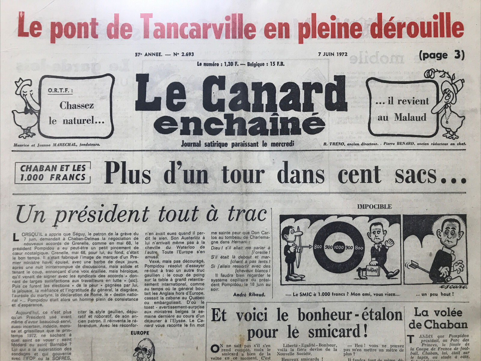 Couac ! | Acheter un Canard | Vente d'Anciens Journaux du Canard Enchaîné. Des Journaux Satiriques de Collection, Historiques & Authentiques de 1916 à 2004 ! | 2693