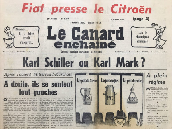 Couac ! | N° 2697 du Canard Enchaîné - 5 Juillet 1972 | Nos Exemplaires du Canard Enchaîné sont archivés dans de bonnes conditions de conservation (obscurité, hygrométrie maitrisée et faible température), ce qui s'avère indispensable pour des journaux anciens. | 2697