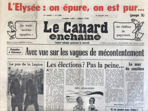 Couac ! | N° 2699 du Canard Enchaîné - 19 Juillet 1972 | Nos Exemplaires du Canard Enchaîné sont archivés dans de bonnes conditions de conservation (obscurité, hygrométrie maitrisée et faible température), ce qui s'avère indispensable pour des journaux anciens. | 2699