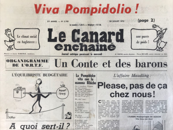 Couac ! | N° 2700 du Canard Enchaîné - 26 Juillet 1972 | Nos Exemplaires du Canard Enchaîné sont archivés dans de bonnes conditions de conservation (obscurité, hygrométrie maitrisée et faible température), ce qui s'avère indispensable pour des journaux anciens. | 2700