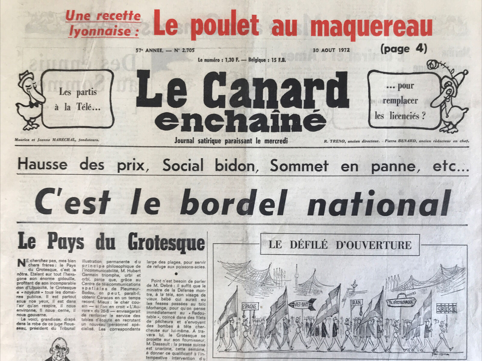 Couac ! | Acheter un Canard | Vente d'Anciens Journaux du Canard Enchaîné. Des Journaux Satiriques de Collection, Historiques & Authentiques de 1916 à 2004 ! | 2705