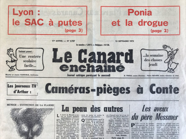 Couac ! | N° 2707 du Canard Enchaîné - 13 Septembre 1972 | Toutes premières révélations du "Canard" de ce qui fera l'affaire "Aranda", après la visite de Gabriel Aranda, conseiller technique auprès du ministre du Logement, au siège du Canard Enchaîné le 11 septembre. | 2707