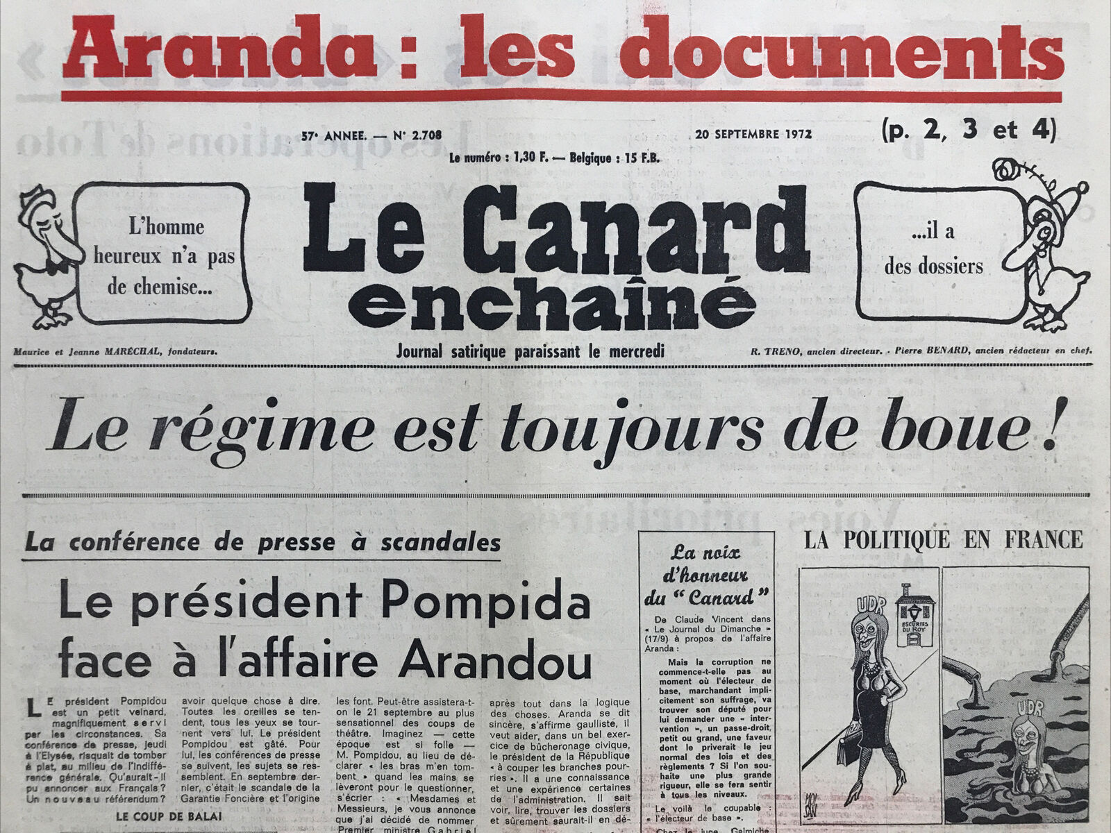 Couac ! | Acheter un Canard | Vente d'Anciens Journaux du Canard Enchaîné. Des Journaux Satiriques de Collection, Historiques & Authentiques de 1916 à 2004 ! | 2708