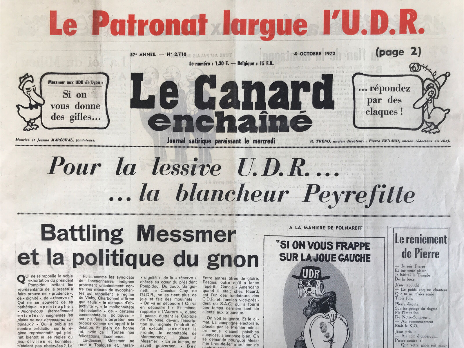 Couac ! | Acheter un Canard | Vente d'Anciens Journaux du Canard Enchaîné. Des Journaux Satiriques de Collection, Historiques & Authentiques de 1916 à 2004 ! | 2710