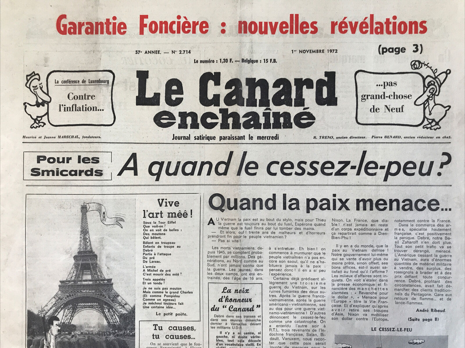 Couac ! | Acheter un Canard | Vente d'Anciens Journaux du Canard Enchaîné. Des Journaux Satiriques de Collection, Historiques & Authentiques de 1916 à 2004 ! | 2714