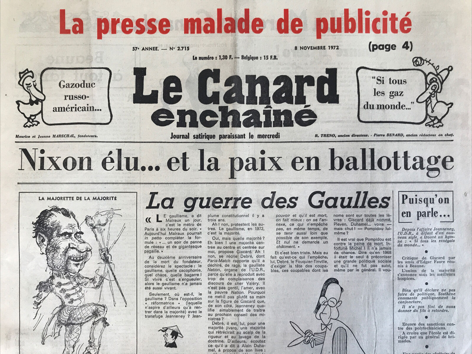 Couac ! | Acheter un Canard | Vente d'Anciens Journaux du Canard Enchaîné. Des Journaux Satiriques de Collection, Historiques & Authentiques de 1916 à 2004 ! | 2715