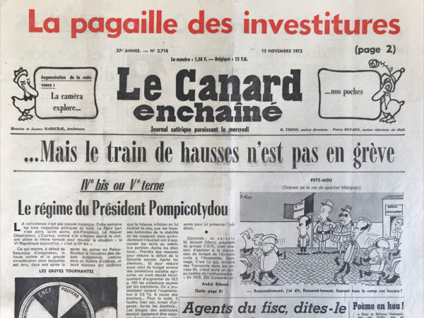 Couac ! | N° 2716 du Canard Enchaîné - 15 Novembre 1972 | Nos Exemplaires du Canard Enchaîné sont archivés dans de bonnes conditions de conservation (obscurité, hygrométrie maitrisée et faible température), ce qui s'avère indispensable pour des journaux anciens. | 2716