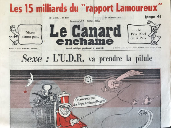 Couac ! | N° 2721 du Canard Enchaîné - 20 Décembre 1972 | Nos Exemplaires du Canard Enchaîné sont archivés dans de bonnes conditions de conservation (obscurité, hygrométrie maitrisée et faible température), ce qui s'avère indispensable pour des journaux anciens. | 2721