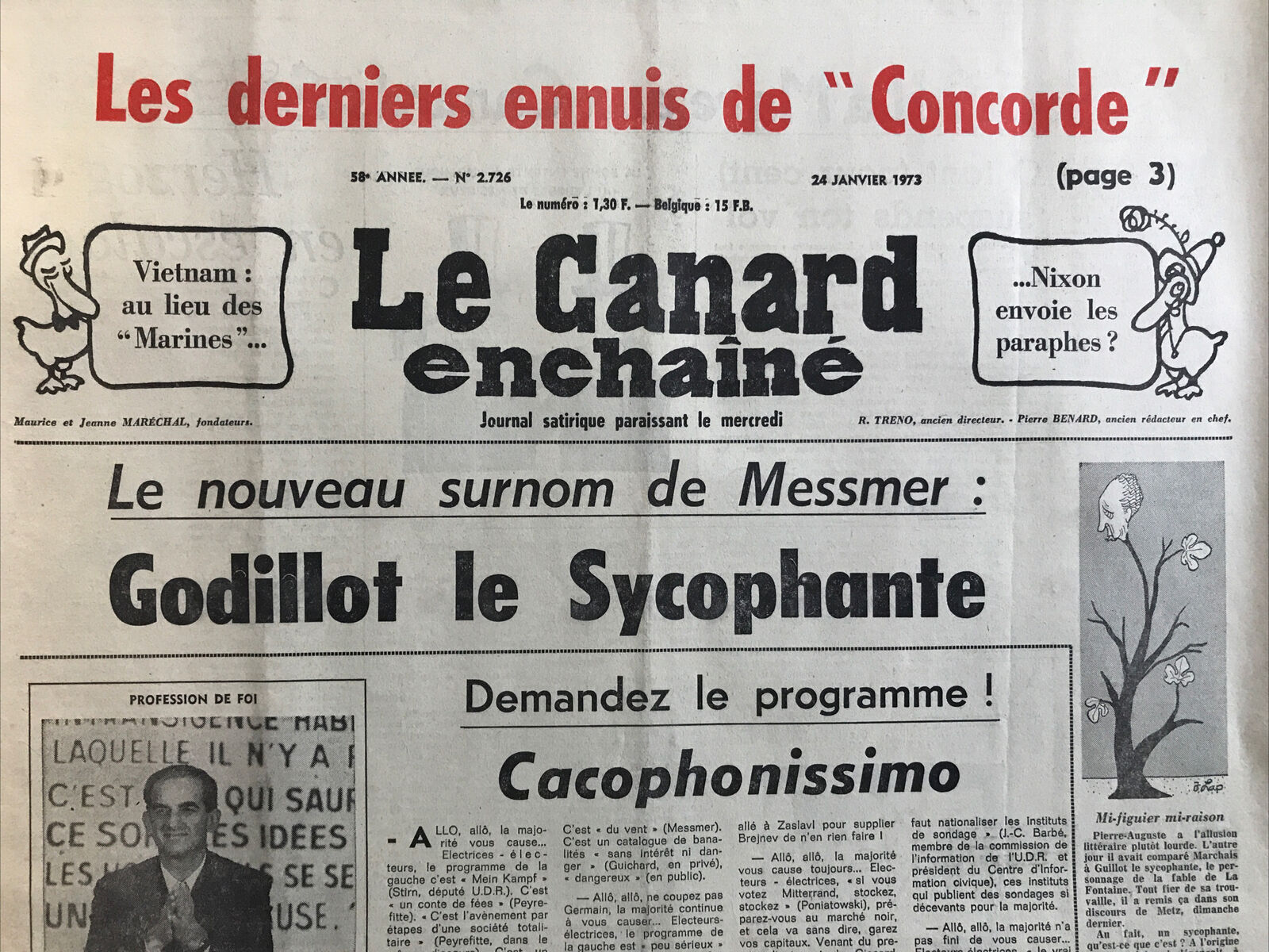 Couac ! | Acheter un Canard | Vente d'Anciens Journaux du Canard Enchaîné. Des Journaux Satiriques de Collection, Historiques & Authentiques de 1916 à 2004 ! | 2726