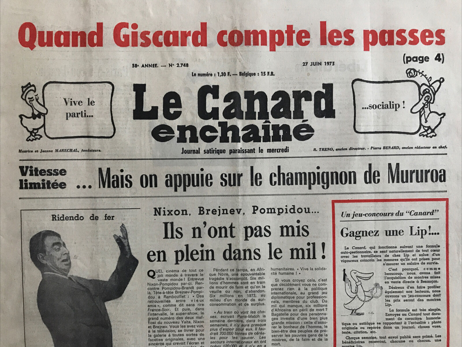 Couac ! | Acheter un Canard | Vente d'Anciens Journaux du Canard Enchaîné. Des Journaux Satiriques de Collection, Historiques & Authentiques de 1916 à 2004 ! | 2748