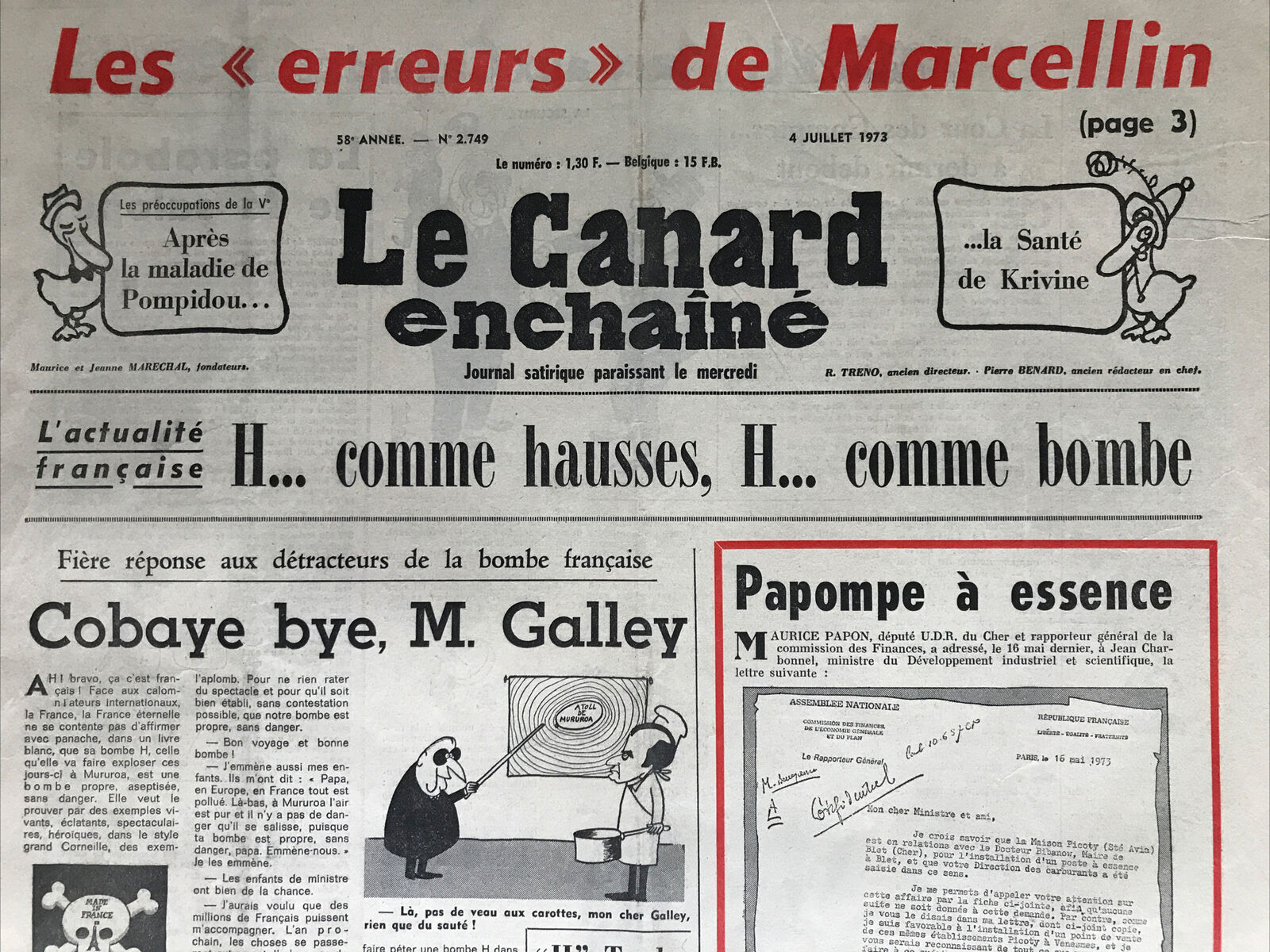 Couac ! | Acheter un Canard | Vente d'Anciens Journaux du Canard Enchaîné. Des Journaux Satiriques de Collection, Historiques & Authentiques de 1916 à 2004 ! | 2749