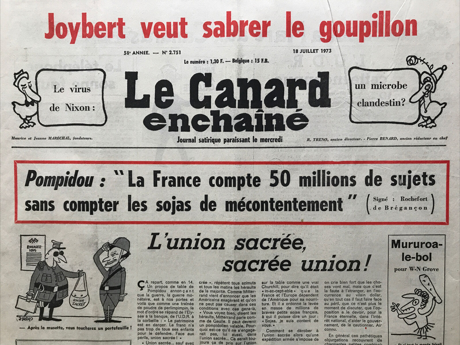 Couac ! | Acheter un Canard | Vente d'Anciens Journaux du Canard Enchaîné. Des Journaux Satiriques de Collection, Historiques & Authentiques de 1916 à 2004 ! | 2751