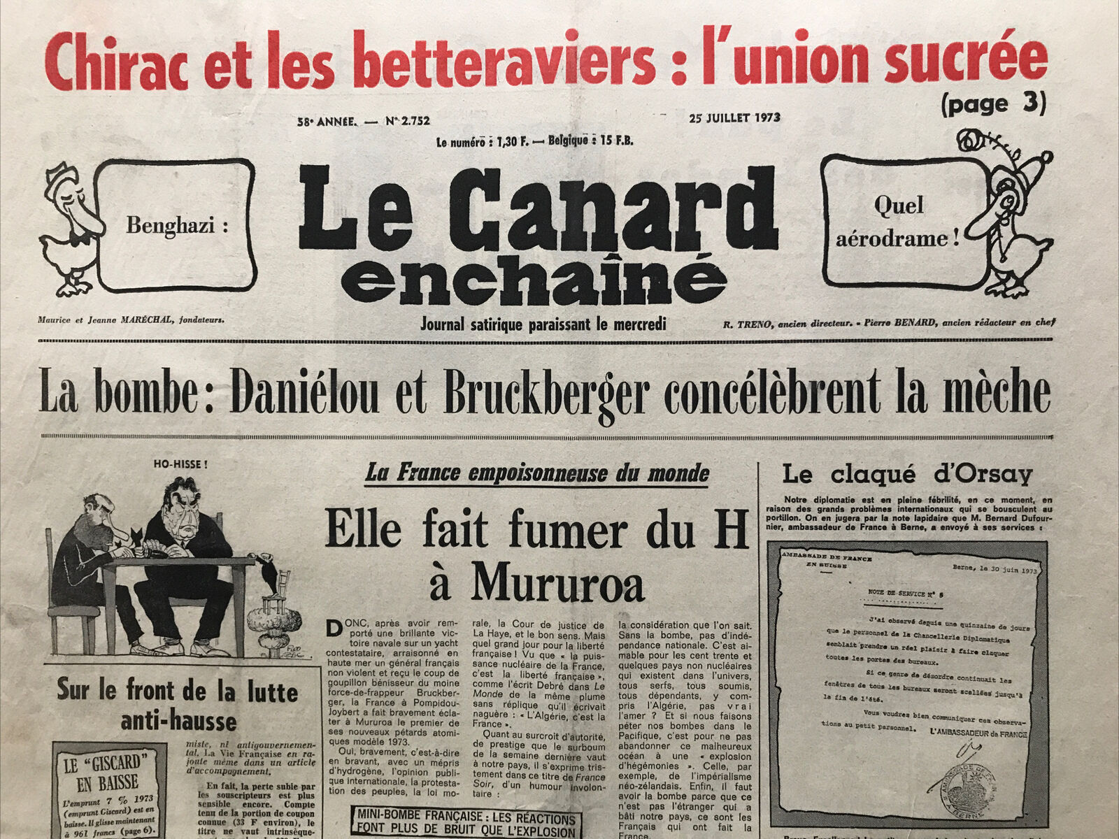 Couac ! | Acheter un Canard | Vente d'Anciens Journaux du Canard Enchaîné. Des Journaux Satiriques de Collection, Historiques & Authentiques de 1916 à 2004 ! | 2752