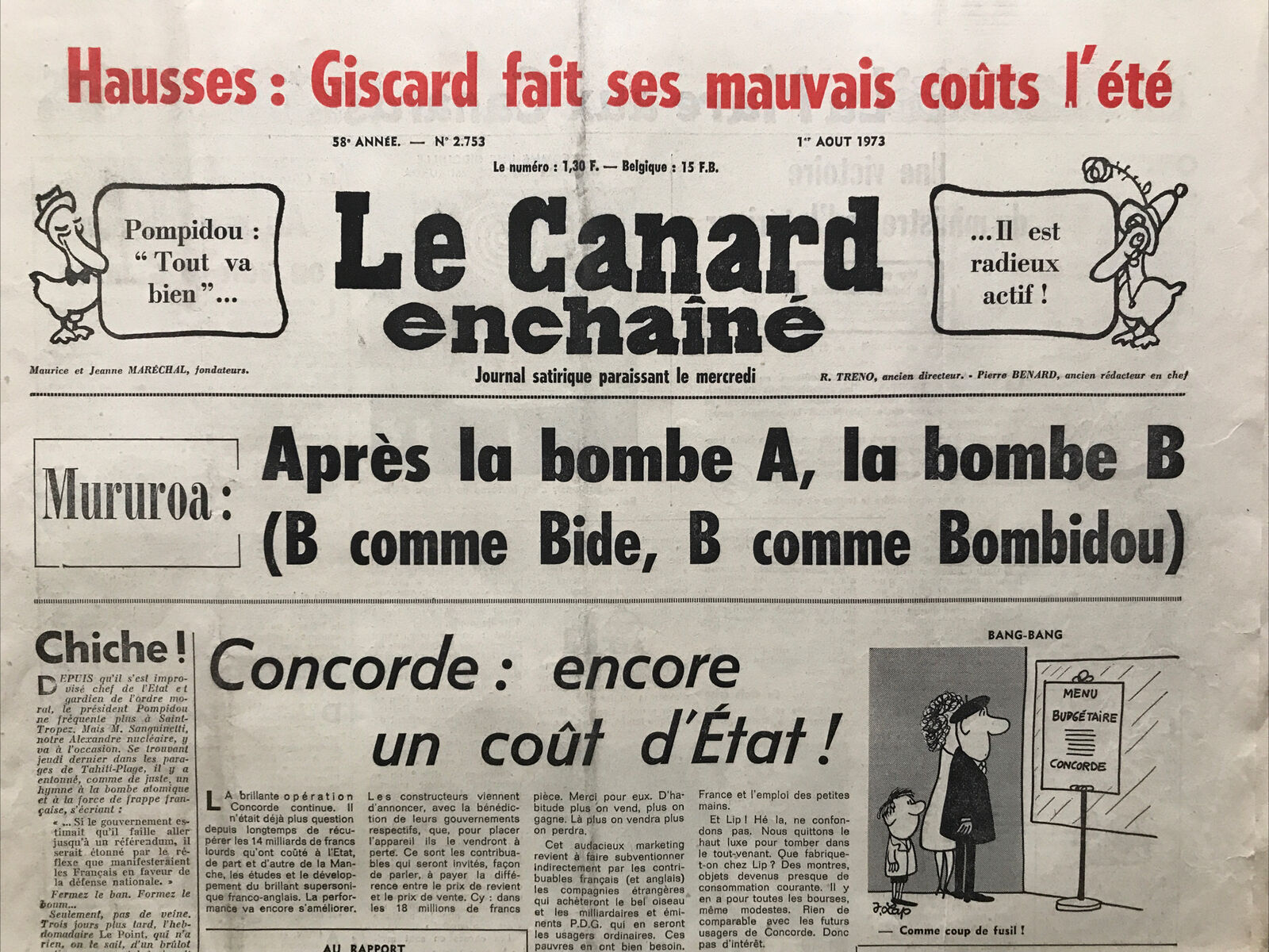 Couac ! | Acheter un Canard | Vente d'Anciens Journaux du Canard Enchaîné. Des Journaux Satiriques de Collection, Historiques & Authentiques de 1916 à 2004 ! | 2753