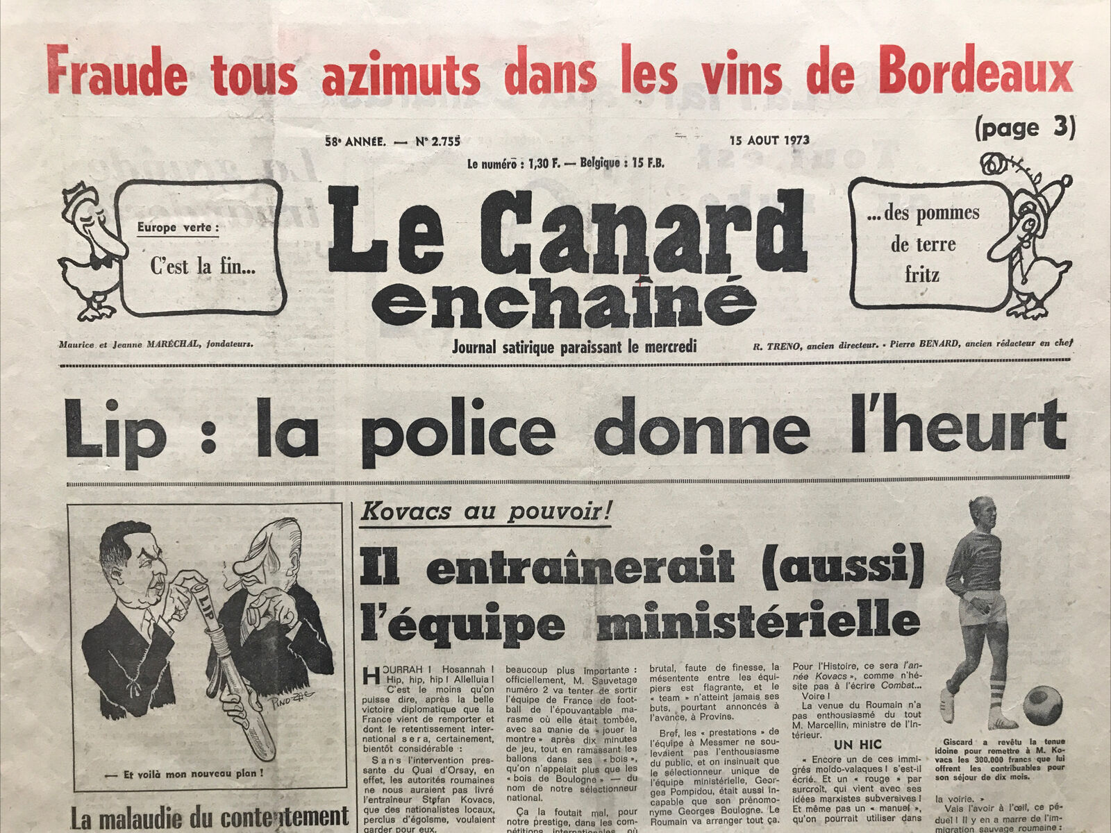 Couac ! | Acheter un Canard | Vente d'Anciens Journaux du Canard Enchaîné. Des Journaux Satiriques de Collection, Historiques & Authentiques de 1916 à 2004 ! | 2755