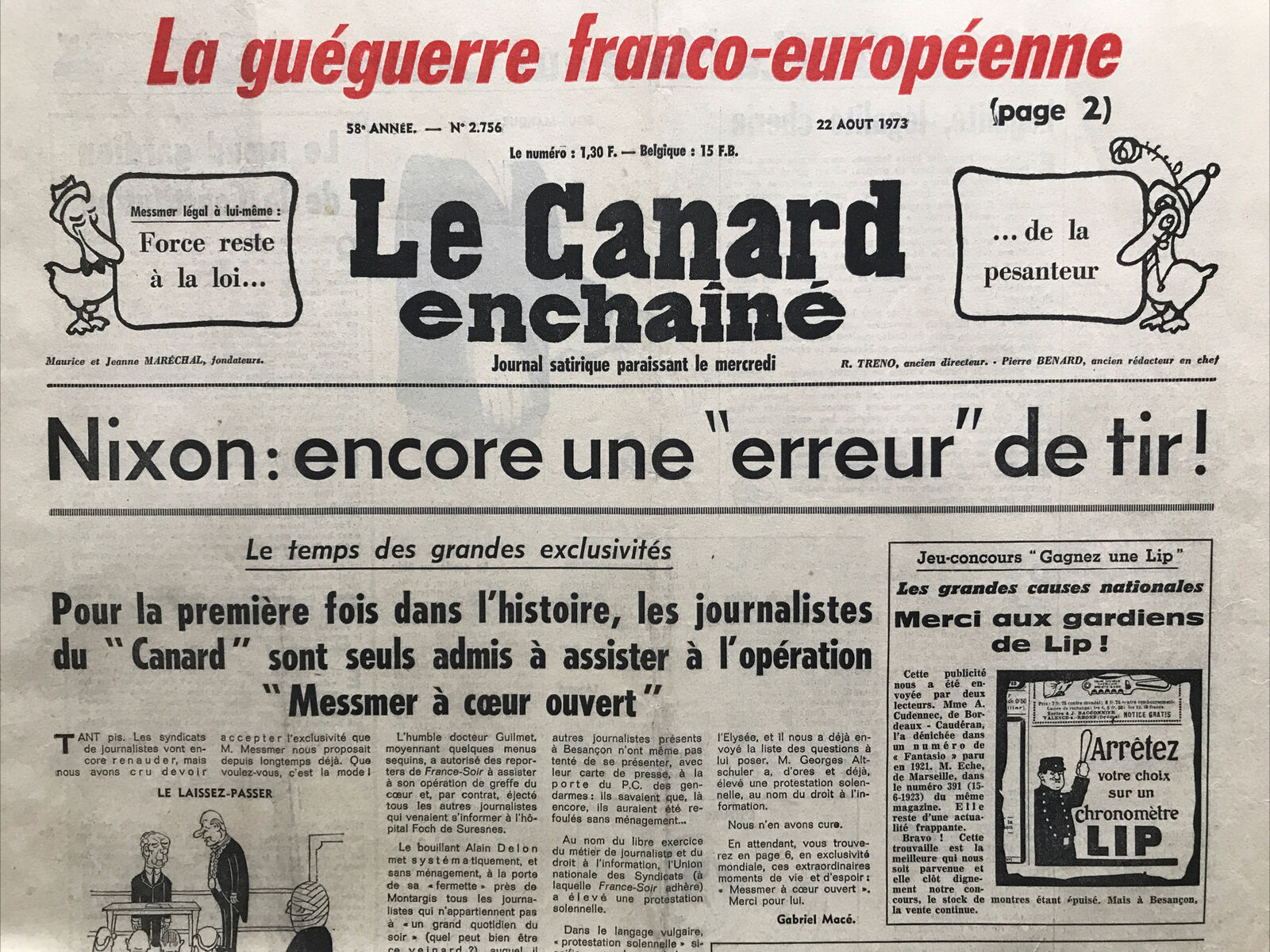 Couac ! | Acheter un Canard | Vente d'Anciens Journaux du Canard Enchaîné. Des Journaux Satiriques de Collection, Historiques & Authentiques de 1916 à 2004 ! | 2756