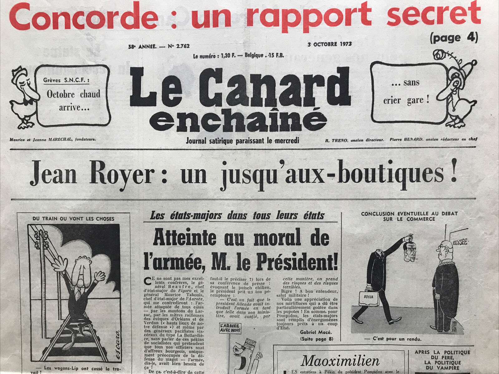 Couac ! | Acheter un Canard | Vente d'Anciens Journaux du Canard Enchaîné. Des Journaux Satiriques de Collection, Historiques & Authentiques de 1916 à 2004 ! | 2762