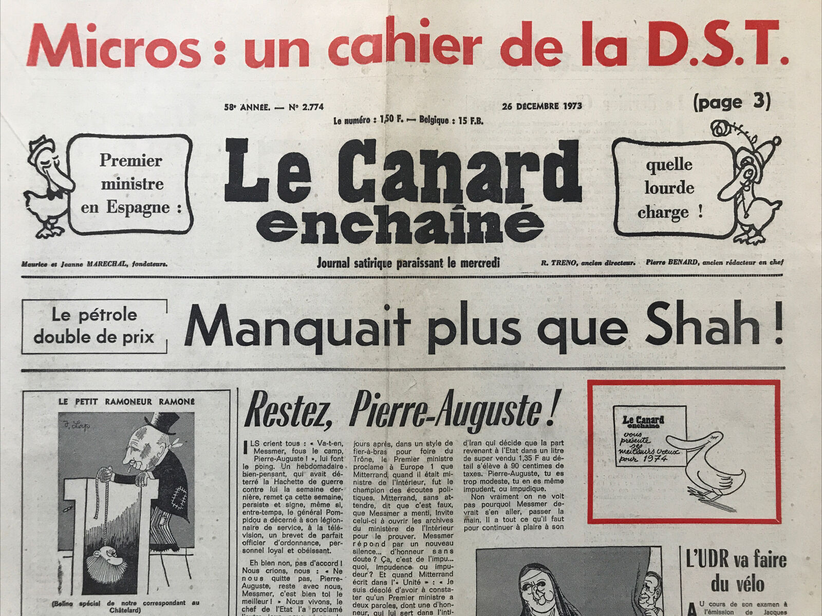 Couac ! | Acheter un Canard | Vente d'Anciens Journaux du Canard Enchaîné. Des Journaux Satiriques de Collection, Historiques & Authentiques de 1916 à 2004 ! | 2774